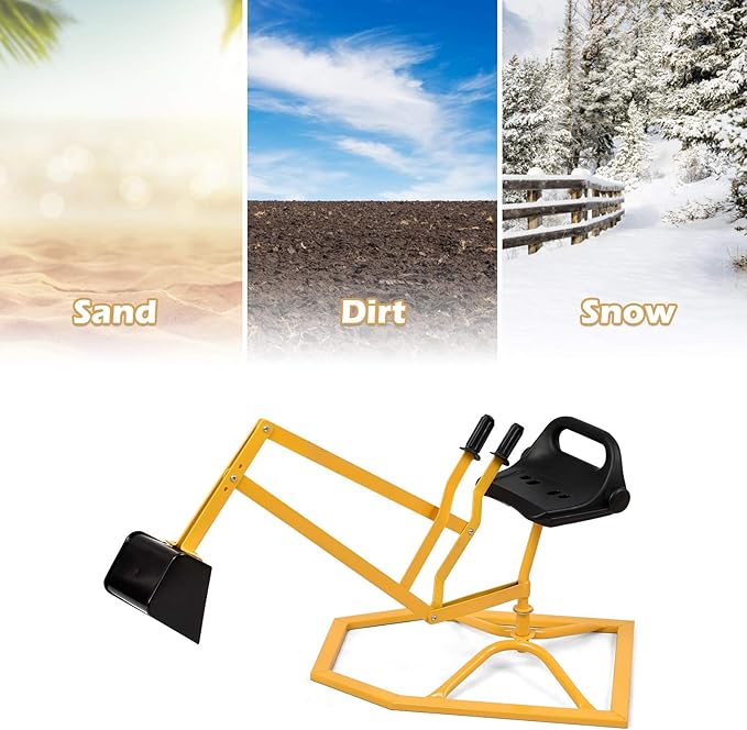 GLACER Sandbox Digger, 360° Rotation Kid Excavator Toy Crane with Base, Steel Outdoor Play Digging Toys for Sand, Dirt, Snow, Beach, Ride on Sand Digger for Kids