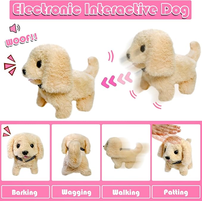 24 Pcs Dog Toys Doctor Kit for Kids, Walking and Barking Electronic Interactive stuffed Puppy Toy with Pretend Playset for Toddlers, Pet Care Veterinarian Toy Set, Girl Role Play Gift for 3-6 Year Old