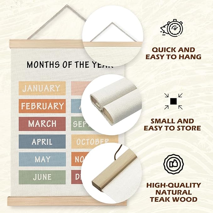 Supwhd Days of the Week Posters for Classroom, Days of the Week Learning Posters Wall Decor for Nursery Kids Room Playroom Classroom Preschool, Days of the Week Poster Hanger Frame, 16x24