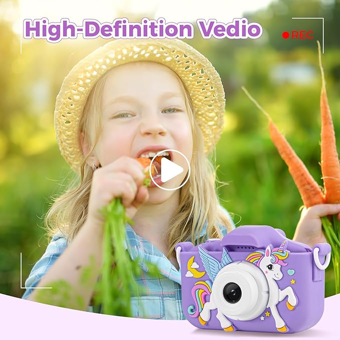 KANAD Kids Camera for 3-12 Year Old Girls, 1080P HD Digital Camera with 32GB SD Card, Shockproof & Easy-to-Use Toys for Camera, Christmas Stuffers Gifts for Kids, Encourage Creativity & Outdoor Play