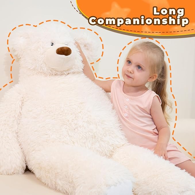 Giant Stuffed Animals Plush 47 inch, Huge Stuffed Bear Plushies, Large Plush Ploar Bear Animal Gift for Kids Boys, Birthday,Valentine,Christmas