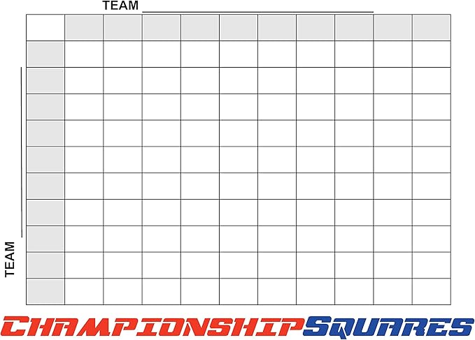 Reusable Super Football 100 Squares Board, Dry Erase Office Pool, 24x36