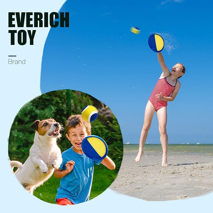 EVERICH Upgraded Toss and Catch Ball Game Set, Outdoor Games for Kids Toys, Stocking Stuffers for Family Games, Beach Pool Yard Christmas Toys Birthday Gifts for Boys Girls 3 4 5 6 7 8-12 Years Old