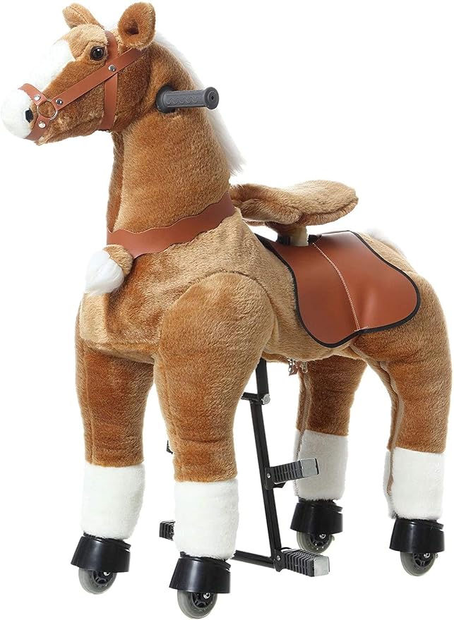 JoJoPooNy Ride on Horse Toy, Kids Ride on Toy for 6-14 Years Old, Premium Riding Horse Plush Animal Toy, Walking Horse Toy with Wheels (36 Inch Height)