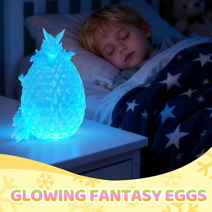 12PCS 3D Printed Dragon Eggs with Dragons Inside, Mini Egg Set, Articulated Crystal Dragon Fidget Toys for Kids, Glow in The Dark Dragon Toys - Stuff Fun Gift for Kids Boys Girls