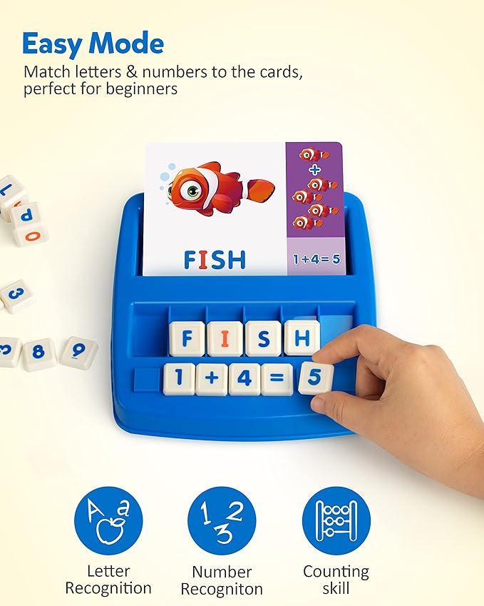 Coogam Matching Letter Game, Alphabet Spelling Reading Flash Cards, Math Number Words Puzzle Montessori Early Learning Educational Gift Toys for 3 4 5 Year Old Kids