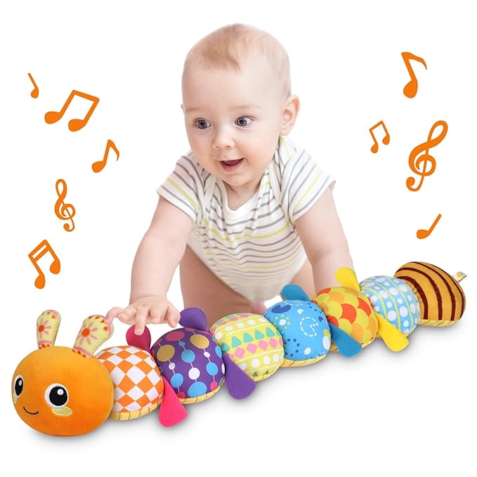 KMUYSL Baby Toys 0-6 6-12 Months, Sensory Music Animal Stuffed Toy for 0 1 2 3 4 5 6+ Months, Plush Toy with Crinkle and Rattles for Infant Newborn, Tummy Time Toys Gifts for 0-3-6-12 Month