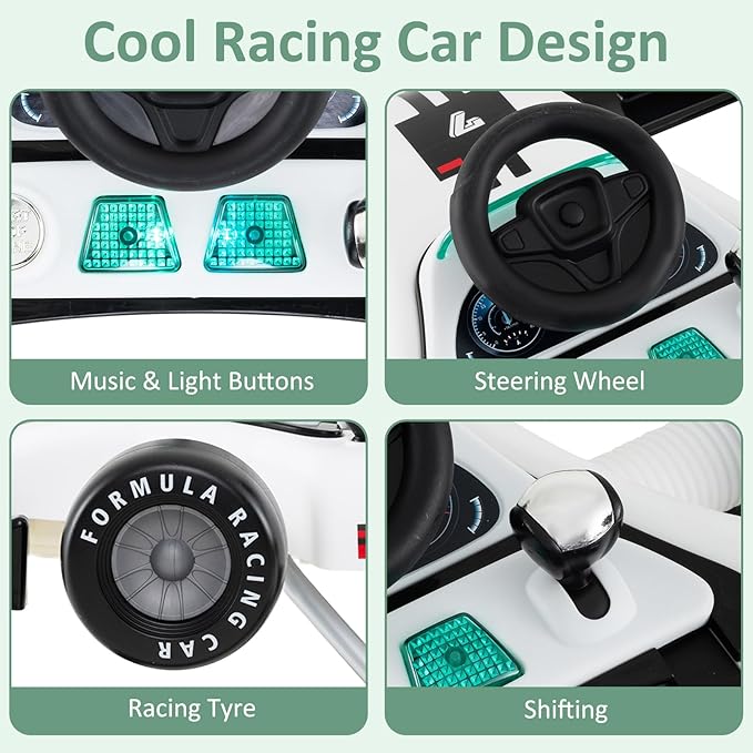 INFANS 4 in 1 Baby Walker, Foldable Toddler Activity Center with Adjustable Height, Padded Seat, Music, Light, Removable Tray, Push Walker for Girls Boys Aged 6-18 Months (Ivory)