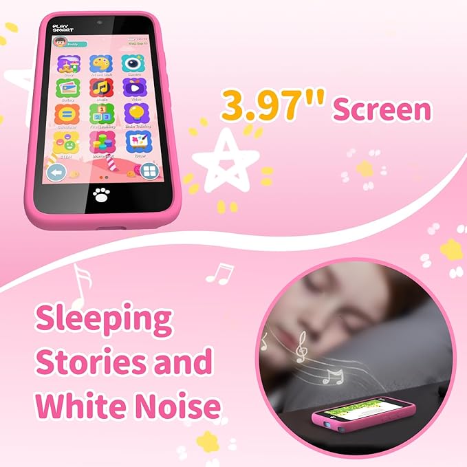 MOMILLA Kids Toys Smart Phone with Dual Camera, 3.97" Touchscreen, 200+ Educational Games, Learning Toys with Parental Control for Ages 3-8, for Kids