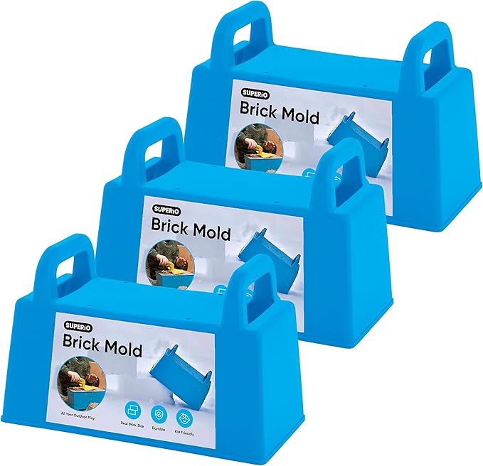 Superio Snow Brick Maker Igloo Fort Block Form Outdoor Winter Snow Toys Sand Castle Building Kit for Adults and Kids Sandbox, Beach, Sand Toys (Blue), 3 Pack