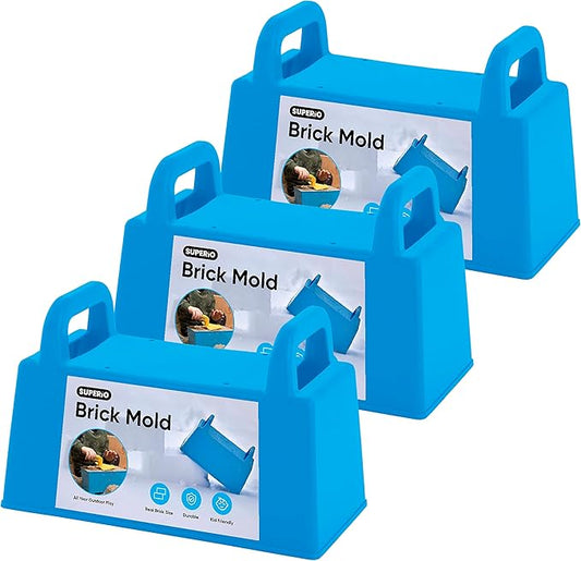 Superio Snow Brick Maker Igloo Fort Block Form Outdoor Winter Snow Toys Sand Castle Building Kit for Adults and Kids Sandbox, Beach, Sand Toys (Blue), 3 Pack