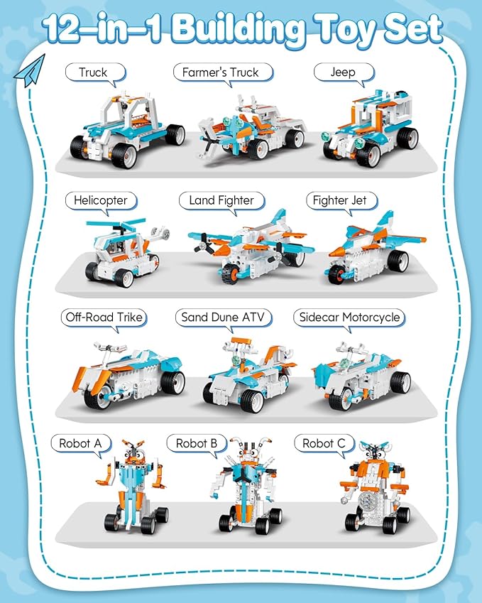Robot Building Toys for Boys, 12-in-1 STEM Projects for Kids Ages 8-12
