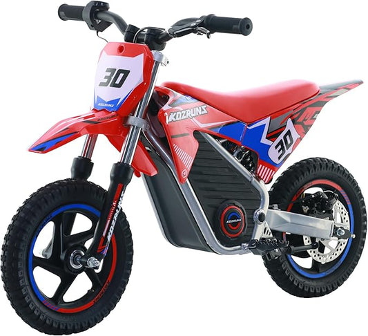 Electric Dirt Bike for Boys Girls Ages 3-8, 250W High Racing Competition Grade Motorcycle, Up to 15.5MPH 3 Speed Settings Balance Bike, 12IN Off-Road Tires & Advanced Shock Absorption, Red