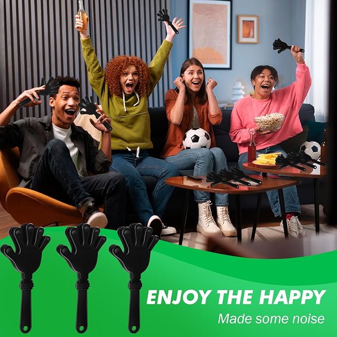 36 Pcs Hand Clappers Noisemakers 7.5 Inch Clappers Noisemakers Plastic Hand Clappers for Birthdays Game Football Sporting Events Cheers Supplies Dance Basketball Football Noisemakers（Black）