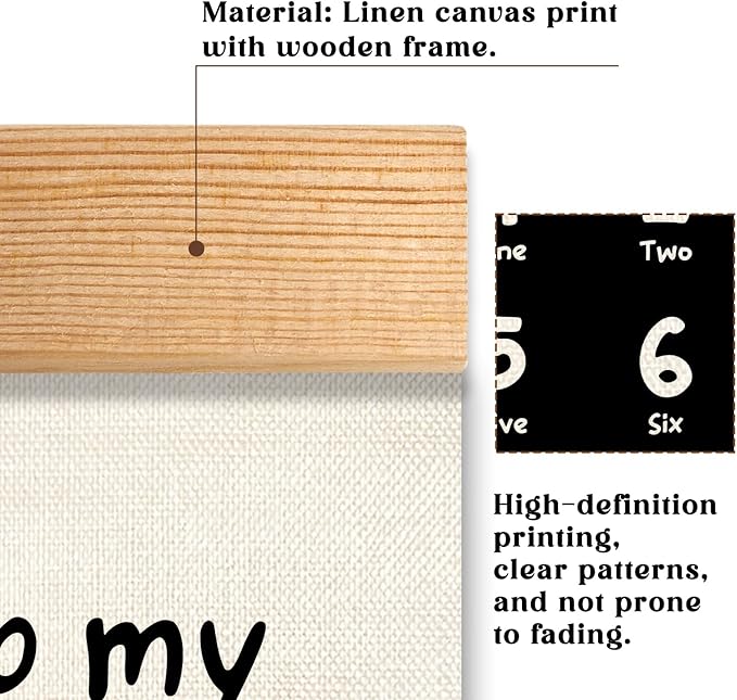 HEYJEEPER Kids Alphabet and Numbers Learning Posters Set of 2,18.5x14 Inch Linen&Canvas Educational Wall Art with Wood Hanger, ABC 123 Chart for Toddlers Classroom Nursery Playroom Decor(Black)