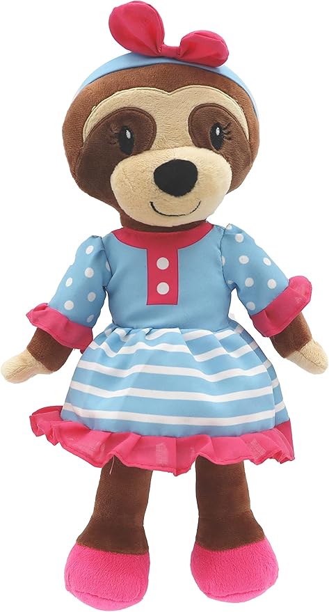 Playtime by Eimmie Soft Baby Doll Sofie The Sloth - 14" Plush Rag Doll with Embroidered Features for Girls, Boys, Toddlers & Infants - Educational Stuffed Animal for Imaginative Play