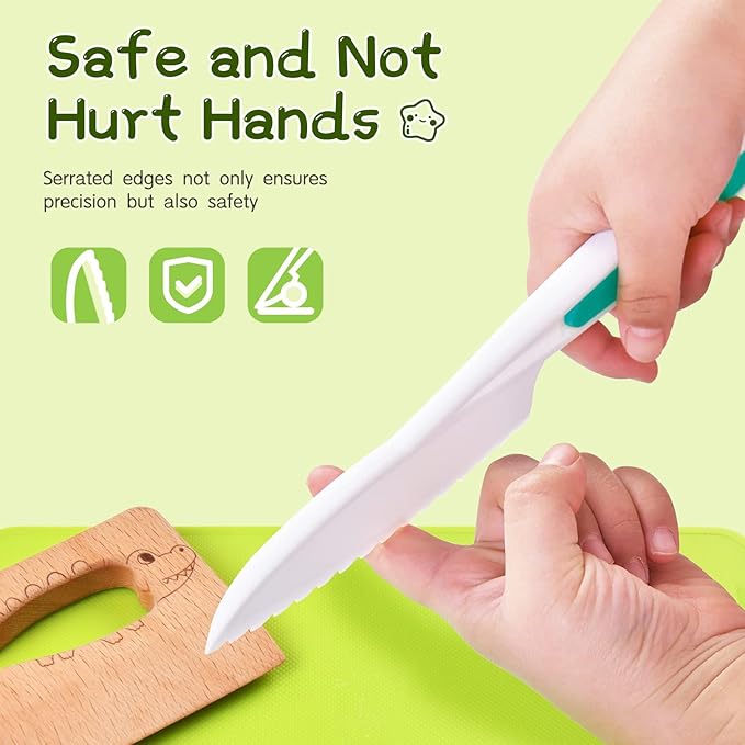Chanking 13 Pieces Kids Safe Knife Set for Real Cooking Child-Friendly Plastic Chef Tools Montessori Kitchen Toys for Toddlers with Bright Colors Gifts for Boys and Girls