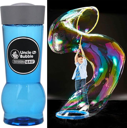 Uncle Bubble 12.8 Oz Concentrated Bubble Solution | Make 1 Gallon (1:9) Refill Solution for Kids Bubble Machine, Giant Wand and Gun Blower | Party Celebrations, Classroom Prizes, Toys (Silver Cap)