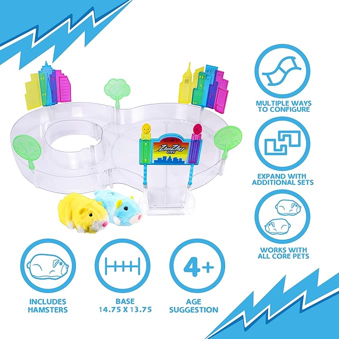 zhuzhu City Downtown Starter Playset with Electronic Hamsters Pipsqueak and Sophie - Perfect for Boys & Girls! Interactive Hamsters and Downtown Starter Playset - 40+ Unique Sounds & Actions - 4+
