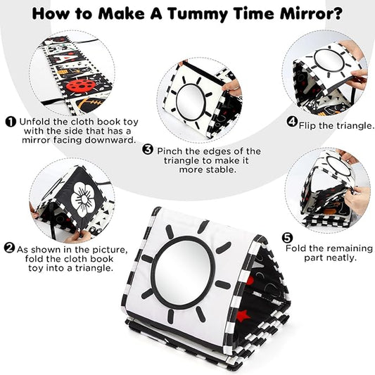 URMYWO Black and White Baby Toys, Tummy Time High Contrast Newborn Toys 0-3 Months, Soft Baby Book, Visual Stimulation Montessori Sensory Infant Toys 0-6-12 Months, Shower Gift for Boys Girls