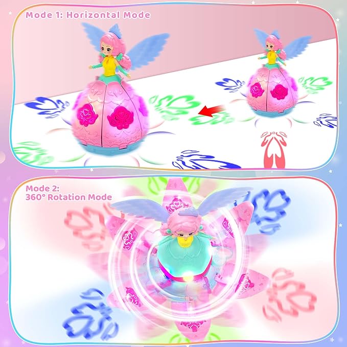 Princess Girl Toys for Toddlers Birthday 1 2 3 4 Year Old Girls with Lights up and Sounds, 360°Freedom and Operated Automatic Bump Dancing Princess Interactive Spin Robot Toys