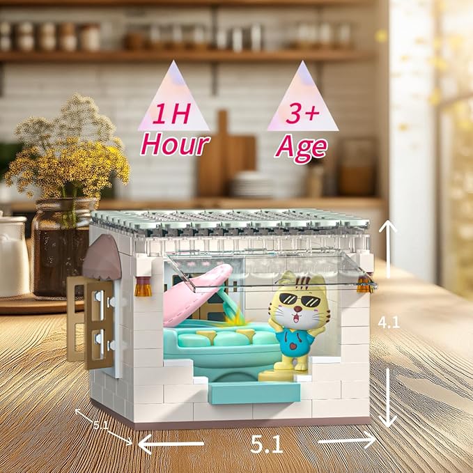 Koko's Cat Town DIY Miniature House Kit,Tiny House Piano Room Building Kits,Purrfect Dollhouse with 247PCS,Gift for Cat Lovers Teens Kids Ages 3+