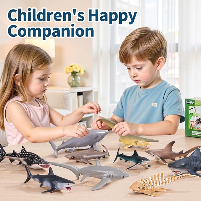 10PCS 5-8" Shark Toys for Toddlers, Large Sea Ocean Animals Bath Toys for Kids, Shark Figurines Cake Toppers Birthday Party Favors & Gifts for Kids