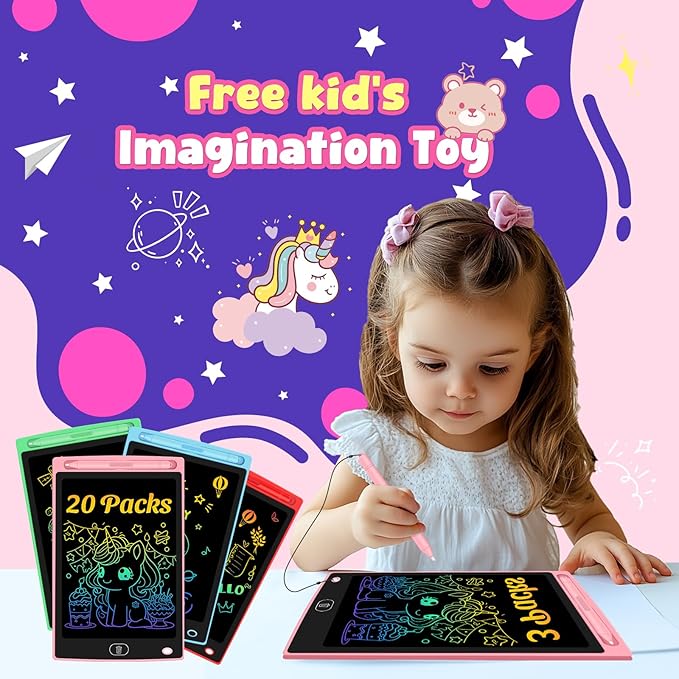 20 Pack LCD Writing Tablet for Kids - Erasable and Reusable Toddler Doodle Board in 8.5 inch, Ideal Drawing Pad for Learning Toy for Ages 3-8, Gift for Girls Boys (20 Pack)
