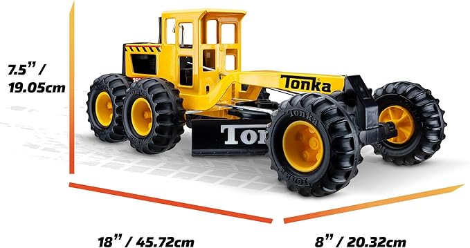 Tonka Steel Classics Road Grader - Made with Steel & Sturdy Plastic, Yellow Toy Construction Truck, Boys and Girls, Kids, Toddlers, Ages 3+