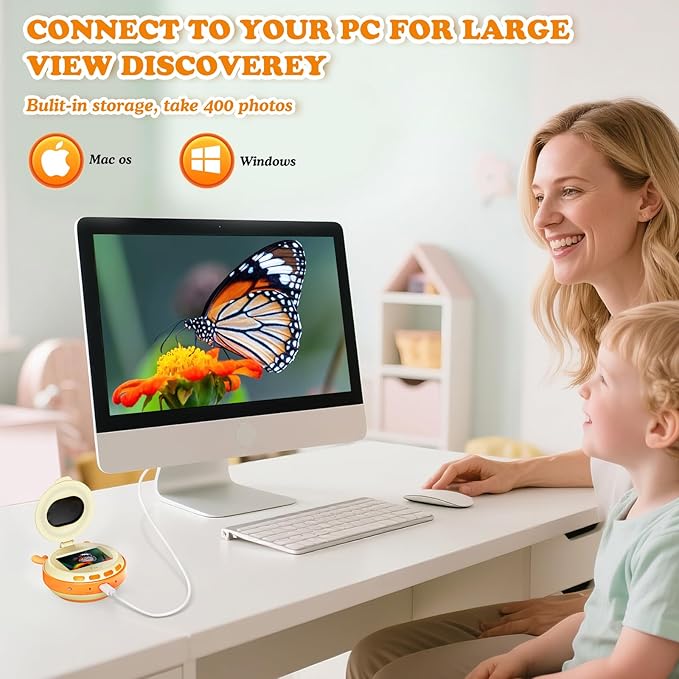 Kids Microscope Camera Gifts and Toys for 4-12 Year Old Boys Girls, Microscope for Kids 2" IPS HD Screen Microscopes Camera, Pocket Microscope Toy Christmas Birthday Science Kits Gift for Ages 3-8