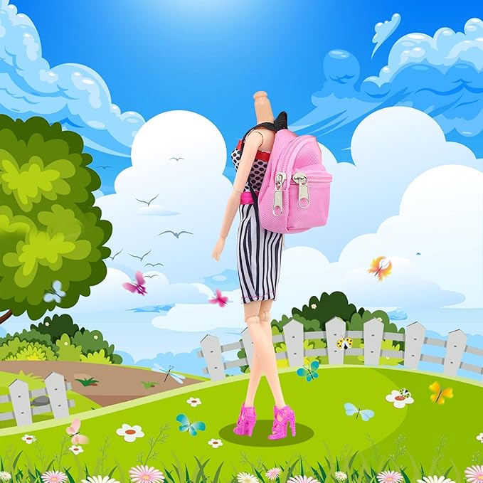 15 Pcs Doll Accessories Miniature Laptop Computer Tablet Phone Mini Backpack and Mini Food Including Burger Soda Set and Burger Hot Dog Set and Gourmet Magazine for 11.5 inch Doll