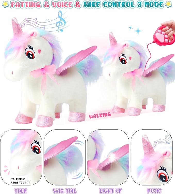 Unicorn Toys for Girls Age 4-6 Unicorns Gifts, Walking Talking Singing Interactive Toy, Remote Control Plush Unicorn's Pet Care Toy, Unicornss Dress up for Toddler Girls Kids 3 4 5 6 Years