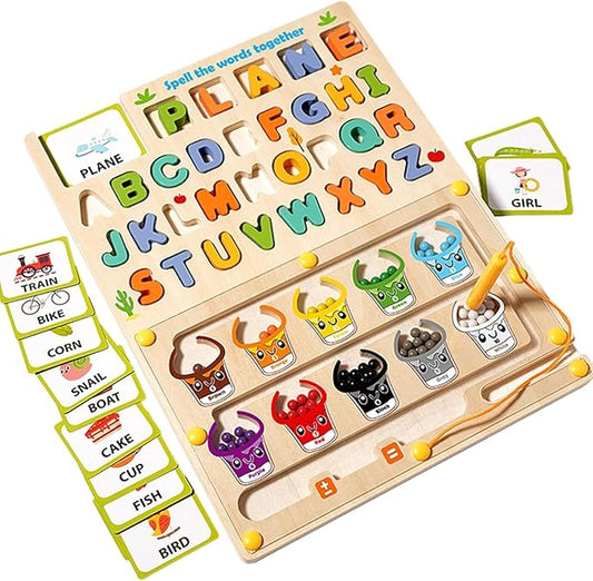 Magnetic Color & Number Learning Game for Toddlers, Montessori Counting Toys with 10 Cups & 55 Candy Balls, Fine Motor Skills Toys for Kids Ages 3 4 5, Preschool Educational