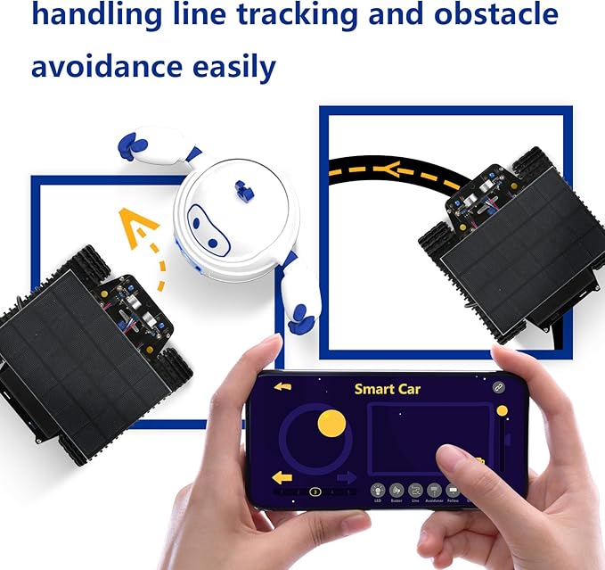 ACEBOTT ESP32 Smart Tank Solar Robot Car, 4WD Omnidirectional Movement Remote Control Car Compatible with Arduino IDE, Electronics Programming Project/STEM Educational/Science Coding Kit for 12+Teens