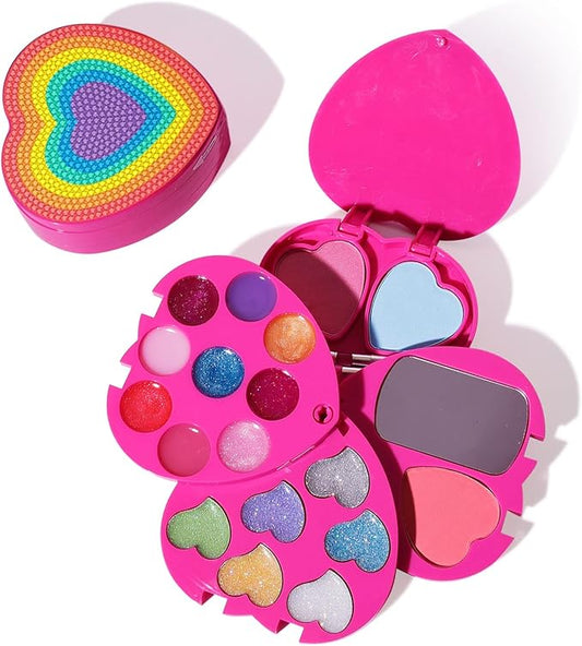 Heart Shape for Kids Makeup Kit, Real, Non Toxic, Washable Make Up for Girls Kids