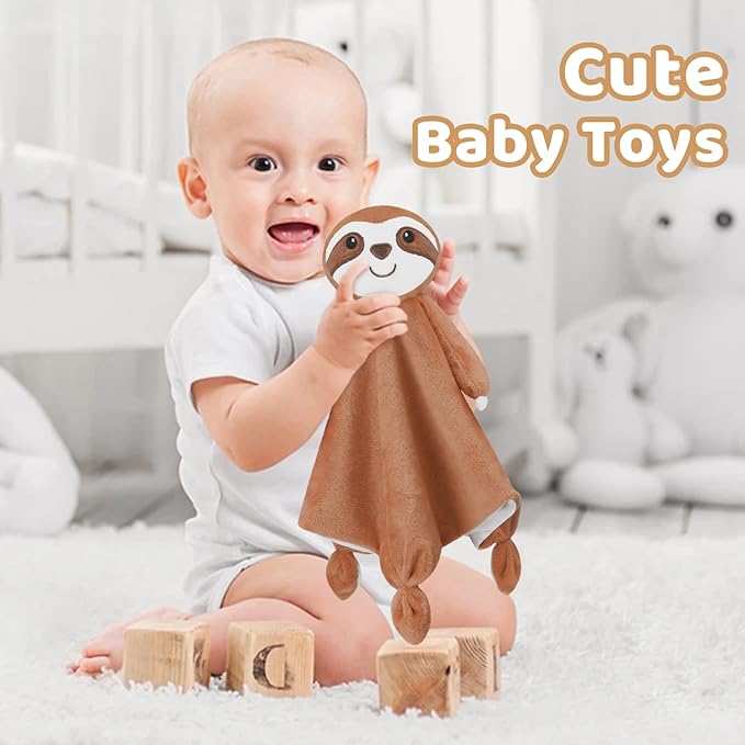 Pro Goleem Sloth Security Blanket Soft Lovey for Babies Boys and Girls Newborn Lovie Infant Blankie Sloth Baby Snuggle Toy Stuffed Animal Baby Gifts 14 Inch