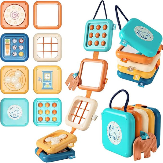 Busy Board for 1 Year Old, Travel Toys for Toddlers 1-3, Montessori Toys for Airplane Car Road Trip Activities| Baby Travel Essential Busy Cube Birthday Gifts for Boys Girls