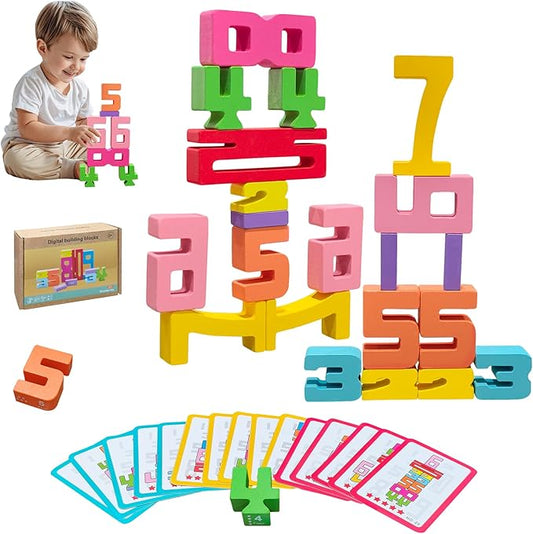 20Pcs Wooden Number Building Blocks,Montessori Number Blocks Math Learning Digital Building Blocks Digital Educational Counting Learning Toys for Parent-Child Interaction Skills Stocking Stuffers