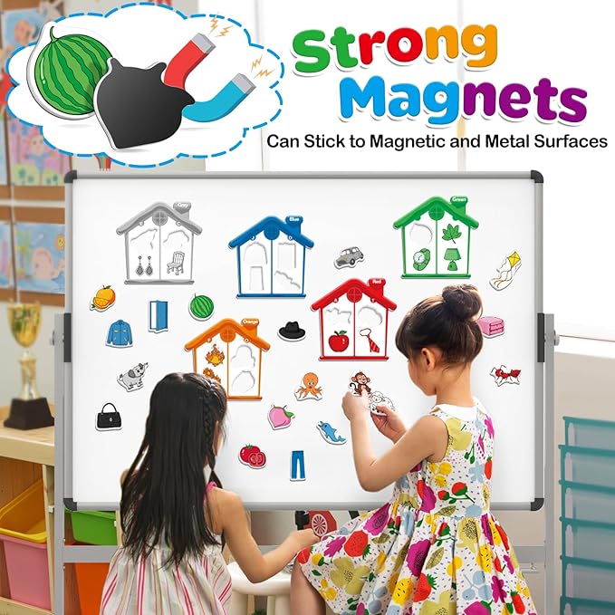 Torlam Magnetic Color Sorting Toys Alphabet Games Learning ABC Letter Recognition Color Shape Matching Fridge Magnets for Kids, Preschool Learning Activity Toddler Magnets for Refrigerator Whiteboard