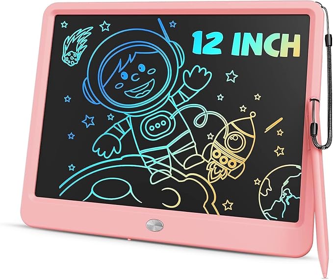 ORSEN LCD Writing Tablet 12 Inch, Colorful Doodle Board Drawing Tablet, Erasable Reusable Writing Pad, Educational for 3-8 Year Old Girls Boys(Pink)