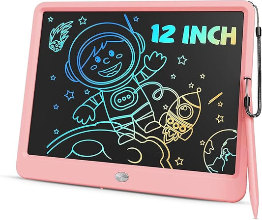 ORSEN LCD Writing Tablet 12 Inch, Colorful Doodle Board Drawing Tablet, Erasable Reusable Writing Pad, Educational for 3-8 Year Old Girls Boys(Pink)