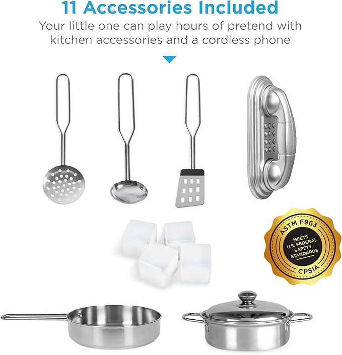 Best Choice Products Pretend Play Kitchen Wooden Toy Set for Kids w/Realistic Design, Telephone, Utensils, Oven, Microwave, Sink - Natural