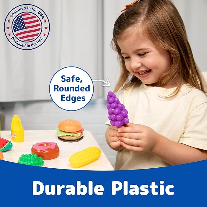 Jaxojoy 122 Piece Pretend Food Set for Kids - Food Toys for Kids Kitchen Set - Pretend Play Kitchen Accessories and Playset for Interactive and Imaginative Activities