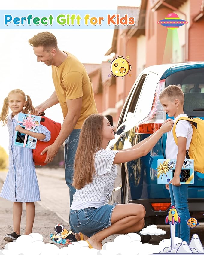 FLUESTON LCD Writing Tablet, Doodle Board Toys Gifts for 3-8 Year Old Girls Boys, 10 Inch Colorful Electronic Board Drawing Pad for Kids, Christmas Gifts for Toddler Educational Learning Travel, Blue