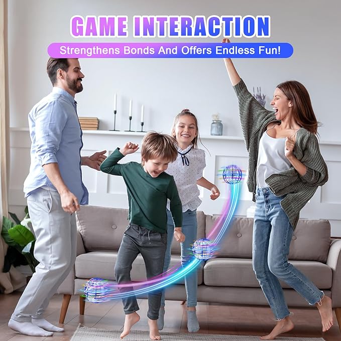 Flying Orb Ball 2025 Hover Boomerang Ball 6 Lighting Effects Cool Toys Gift for 678910+ Year Kids Teen Adults Indoor Outdoor Flying Toy（Blue & Blue）