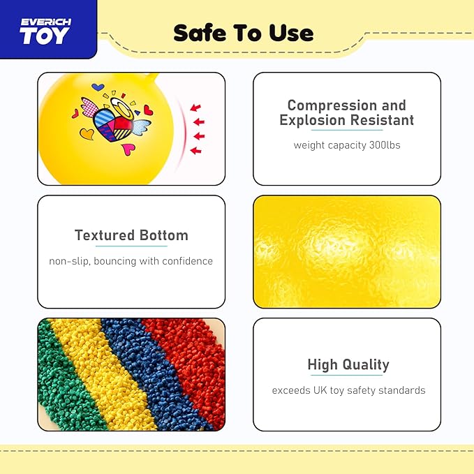 EVERICH TOY Hopper Ball for Kids 4-8, 18In Ride On Bouncy Balls with Handle, Yellow Inflatable Christmas Hopping Toys Gifts for Girls Boys, Indoor Outdoor Active Play Toys