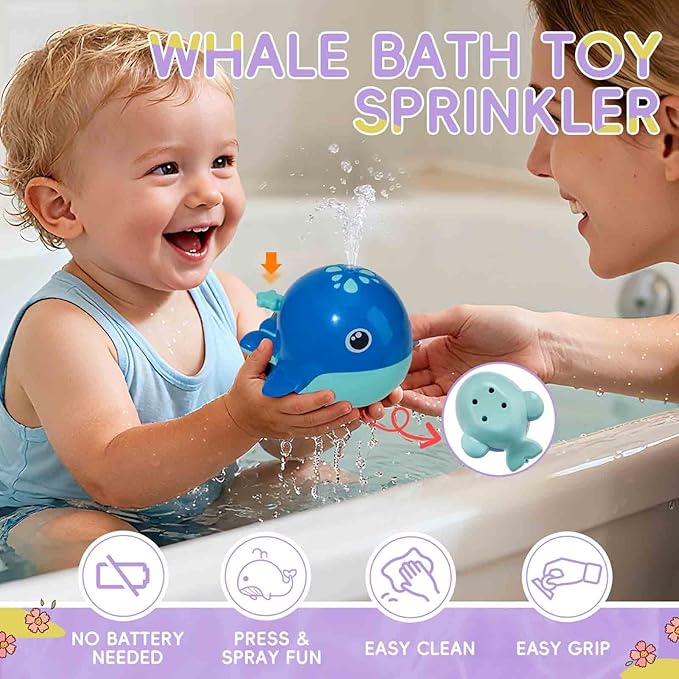 Mold Free Bath Toys, 11PCS | Safe Easy Clean & Fun Floating Boats & Spoon & Watering Can and Whale Bath Toy for Babies 12+ Months | Colorful Bathtub Pool Water Table Sand Toys for Babies and Toddlers