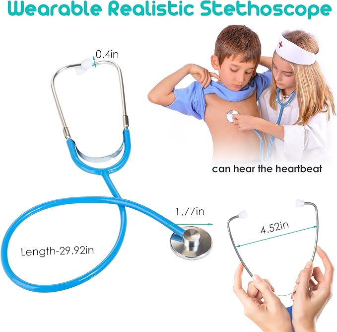 Wooden Dentist Kit for Kids, 41 Pieces Toy Medical Kit with Stethoscope & Medical Storage Bag, Montessori Pretend Doctor Kit Toys for 3 4 5 6 Years Old Boys Girls