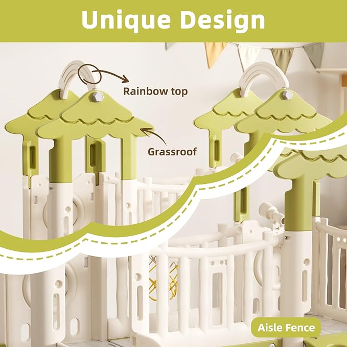 XJD 9 in 1 Toddler Slide, Jungle Slide with Basketball Hoop, Tunnel and Storage Space, Outdoor Indoor for Toddlers Age 1+,Tree House Design Toddlers Outdoor Indoor Playground (Green)