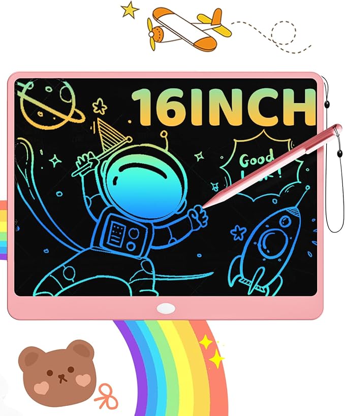 ORSEN LCD Writing Tablet for Kids, 16 inch Doodle Board Learning Toys for 3 4 5 6 7 8 Year Old Girls Boys, Birthday Gift Colorful Drawing Pad for Kids, Pink